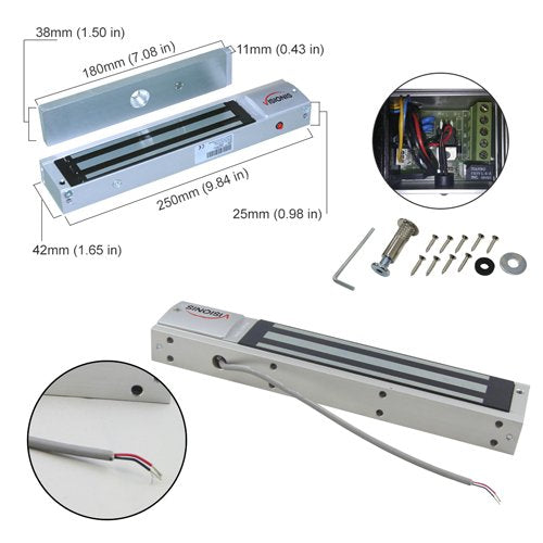 Visionis FPC-5361 Indoor 600lbs Electromagnetic Lock with Power Supply for Door Access Control - size: Magnetic Lock & Power Supply