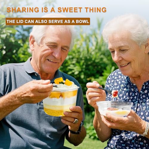 Disposable Food Containers With Lids And Spoons 50 Pack 16oz Parfait Dessert Fruit Salad Cups Take Out Meal Prep Salad Bowls For Lunch, To-Go Party Containers Food Storage Containers With Lids (16oz) - size: 16oz