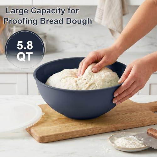 BoxedHome BPA Free Plastic Round Mixing Bowl with Lids, 12 Pack Nesting Bowls with Lids Set, Microwave and Dishwasher Safe Prep & Serving Bowls Great for Mixing, Baking, Serving (Haze Blue, 12pcs) - color: Haze Blue
