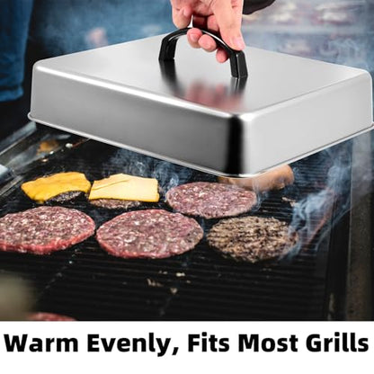 Rectangular Basting Cover, Stainless Steel Grill Lid, 13" x 11.2" x 2.5"