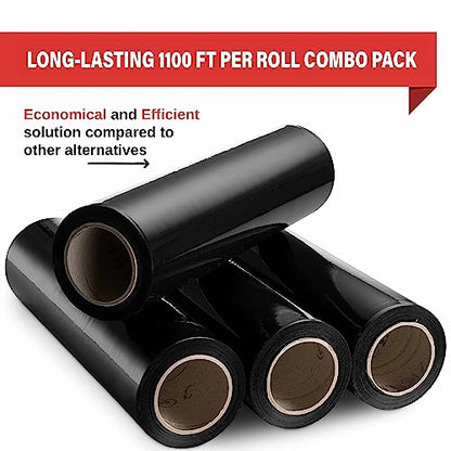 Simply Cool 4 Pack Stretch Wrap 18 Inch 80 Gauge Shrink Wrap Black - color: Black, size: 4 Pack