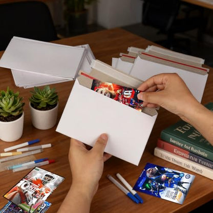 110 Pack White Trading Card Shipping Envelopes, 7x 4.35 Inch Self-Adhesive Mailer Envelopes Perfect for Semi-Rigid Sleeves, Trading Card Mailing Supplies - color: White-110 Pack