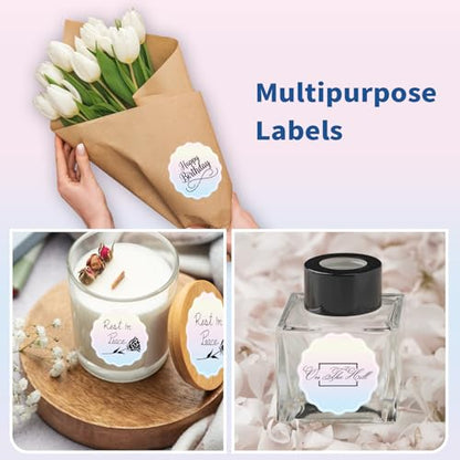 2 Inch Round Thermal Labels, Rainbow Gradient Flower Thermal Sticker Labels for Small Business, Logo Design, Baking,500 Sheets/1 Roll - color: Rainbow, size: 2 inch