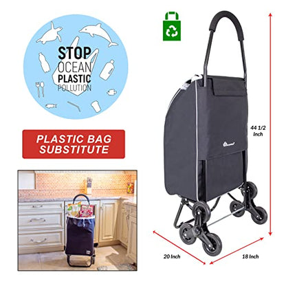 dbest Products Trolley Dolly Sport Stair Climber – Foldable Grocery Cart on Wheels – Multi Use Rolling Cart with Removable Bag, Hand Truck Dolly Function, and Stair Climbing Wheels, Black - size: Sport Stair Climber