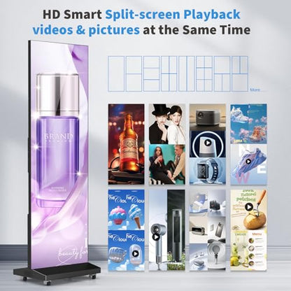 80'' LED Digital Signage Seamless Splicing Foldable GOB Poster Screen with WiFi USB Remote Control for Commercial Events & Rentals(Black, 1 Screen) - size: 1 screen