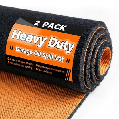 2‑Pack Heavy Duty Oil Spill Mat 64"X 32", 1/4" Thick Garage Floor Mat - color: Black, size: 32"L x 64"W x 0.25"Th (Rectangular)