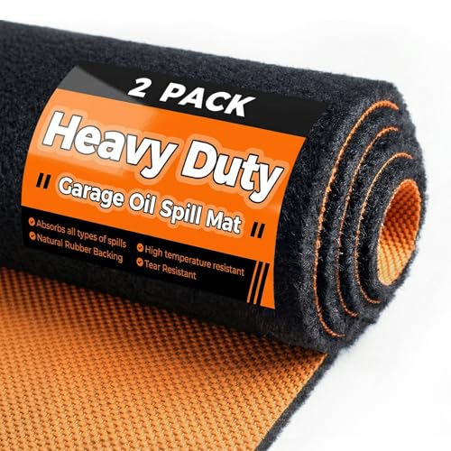 2‑Pack Heavy Duty Oil Spill Mat 64"X 32", 1/4" Thick Garage Floor Mat - color: Black, size: 32"L x 64"W x 0.25"Th (Rectangular)