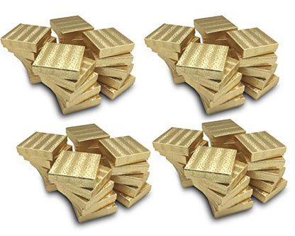 TheDisplayGuys 25 Cardboard Gift Jewelry Boxes w/Paddings #34-3.9x3.9x2 - color: Gold Foil