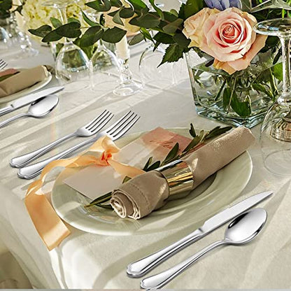 LIANYU 20-Piece Silverware Cutlery Set for 4, Stainless Steel Flatware - style: Scalloped Edge