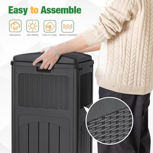Flamaker 30 Gallon Trash Can, Resin Outdoor Garbage Can with Lid 2 Pack - color: Gray, size: 2 Packs
