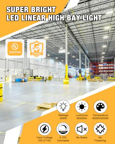 4FT LED Linear High Bay Light 400W/320W/240W/160W&4000K/5000K Adjustable