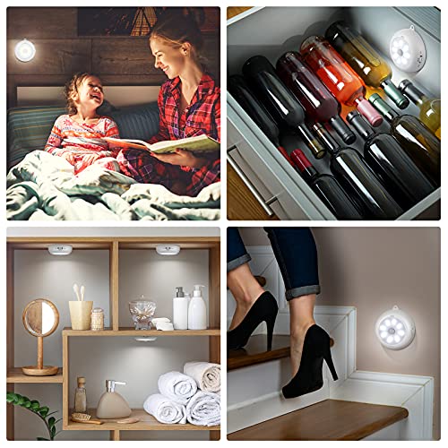 BLS Motion Sensor Light Indoor, LED Night Light Closet Lights, Under Cabinet Battery Powered Ceiling Lights, AA Battery Operated Stick on Wireless Puck Lights for Wall, Step, Stair, Dimmable (3 Pack) - color: Cool White