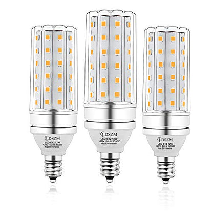 E12 LED Bulbs,12W LED Corn Light Bulb, E12 LED Bulb 100W Equivalent 1200 Lumen 3000K Warm White, Non-Dimmable LED Candelabra Light Bulbs, E12 Candelabra Base Chandelier Light Bulbs, Pack of 3 - color: E12-12w-3000k-3pcs