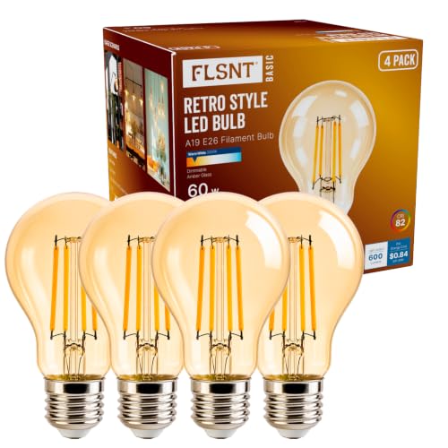 FLSNT 60W Equivalent Dimmable A19 LED Light Bulbs, 2200K Warm White, 4 Pack - color: Amber 2200k Warm White, size: 4 Count (Pack of 1)