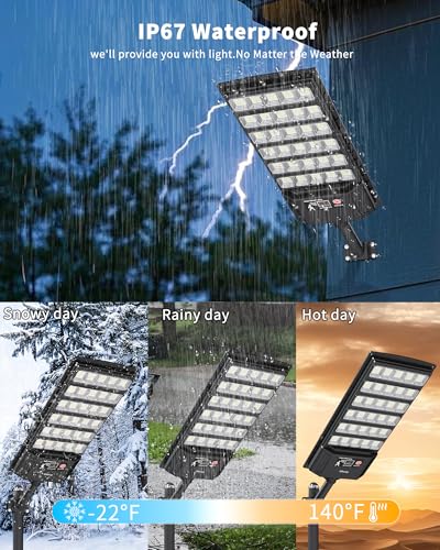 Ofuray Solar Lights Outdoor, Dusk to Dawn Street Lights with Remote 4Pack