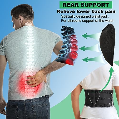 KONSEDIK Back Brace for Herniated Disc,Lower Back Pain Relief,Strain,Adjustable Lumbar Support Belt,with 6 Stays and Removable 3D Pad,for Men and Women Work,Lifting,Sciatica,Scoliosis(X-Large) - size: X-Large