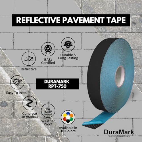 DuraMark RPT-750 Reflective Pavement Marking Tape, Black, 2 in x 108 ft - color: Black, size: 2 Inch x 108 Ft