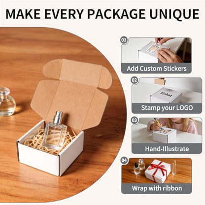 Fishat 4" x 4" x 2" White Corrugated Cardboard Shipping Boxes Set of 25 - size: 4" x 4" x 2"
