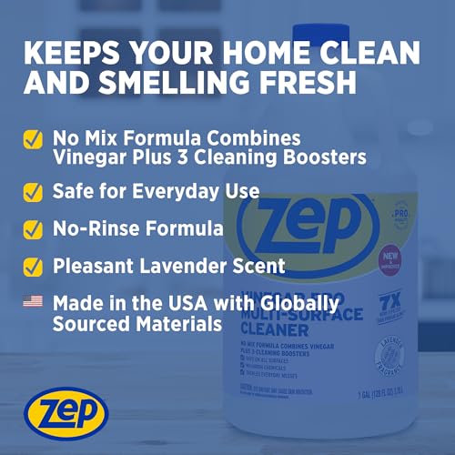 Zep All-Purpose Cleaner With Vinegar - 1 Gallon (Case of 4) R48410 - Gentle for Everyday Use - size: 128 Fl Oz (Pack of 4)