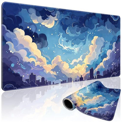Blue Nebula Aesthetic Large Gaming Mouse Pad Desk Mat 31.5"x15.7" - color: Blue Nebula