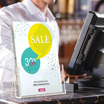 HIIMIEI Brochure Holder 8.5 x 11 inches, Acrylic Flyer Holder with 2 Pack - size: 8.5''x11''