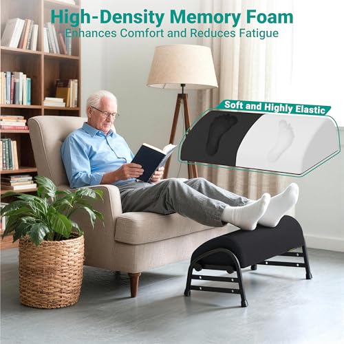 YEASHEIN Adjustable Foot Rest for Under Desk at Work, Ergonomic Foot Stools - color: Black