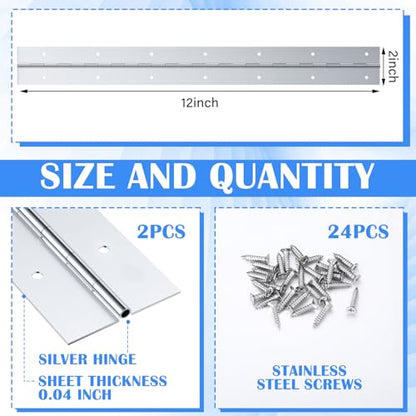 Gisafai 12 Inch 2 Pack Piano Hinges Heavy Duty Steel Continuous Hinge - size: 12 Inch