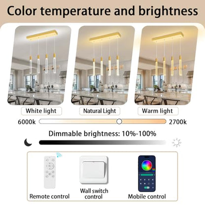 Modern 4-Light Gold Crystal Column Pendant Light Rectangular Crystal Chandelier LED Hanging Light for Dining Room Living Room, Hallway, Bedroom - color: Gold, size: Rectangle 4-Light
