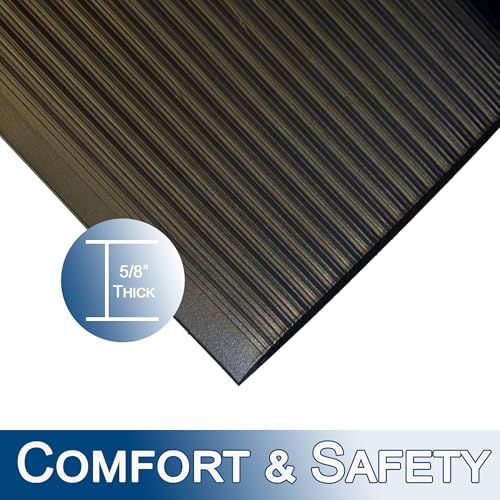 Durable Corporation-586S35BK Sof-Spun 5/8" Anti-Fatigue Floor Mat, 3' x 5', Black - size: 46" x 60"