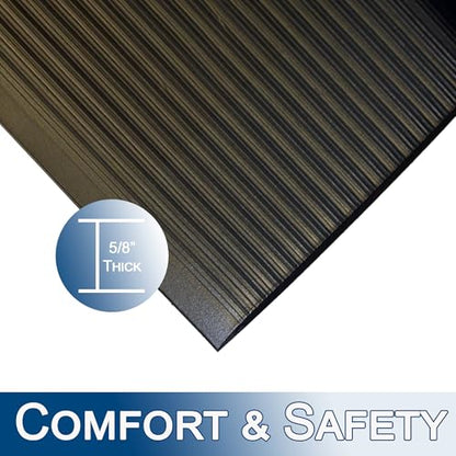 Durable Corporation-586S35BK Sof-Spun 5/8" Anti-Fatigue Floor Mat, 3' x 5', Black - size: 46" x 60"