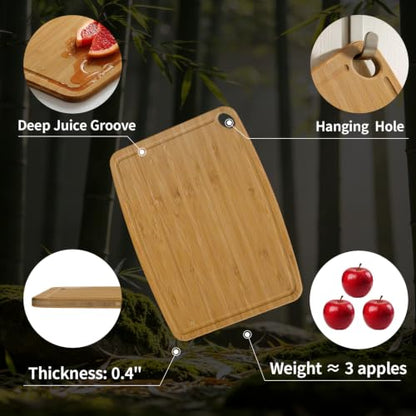 Dishwasher Safe Cutting Board,Bamboo Cutting Board with Juice Groove - color: Carbonized, size: Medium (13.7"L x 10.6"W)