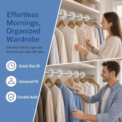 Closet Size Dividers, S-XXXL Markers to Organize Clothes on Racks (White)