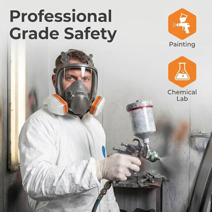 Full Face Respirator Mask with Filters, Gas Masks for Adult, Applicable to Dust, Paint, Chemicals, Gas, Epoxy Resin, DIY etc