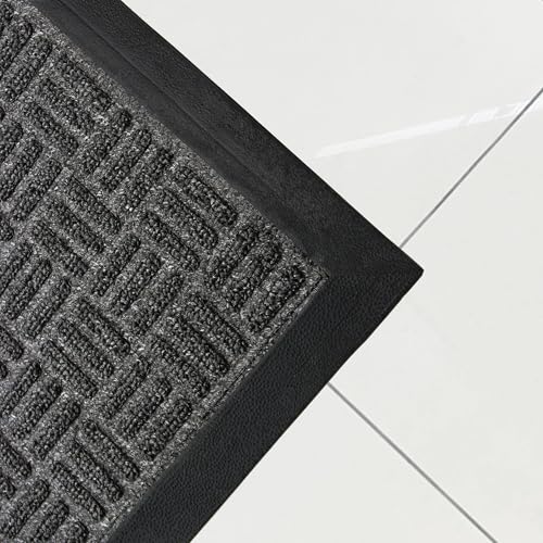 ULTRALUX Indoor Outdoor Rubber Scraper Door Mat, Non-Slip 47”x71” Dark Gray - size: 47” x 71”