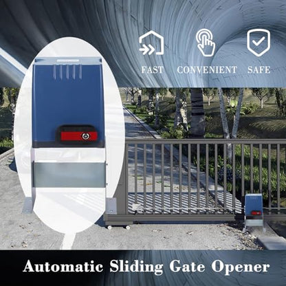 Sliding Gate Opener with Remote Controls & Security Photocell Sensor,Chain Driven AC Motor for Gate up to 1350lb (AT1350 Automatic Gate Opener Kit) - size: AT1350