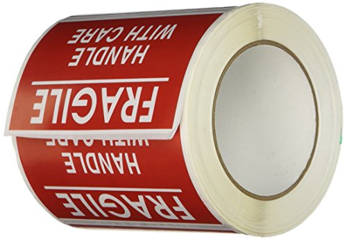TapeCase Shipping Packing Labels"Fragile/Handle with Care", Red/White - 500 per Pack (1 Pack) - style: SHIPLBL-037