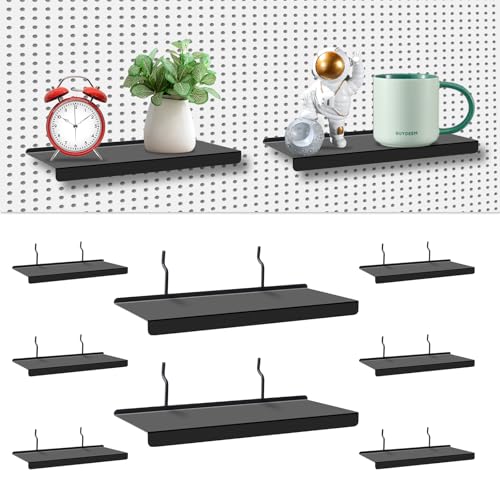 Pegboard Shelves Set of 10, 10x4.3 Inch Metal Peg Board Accessories - color: Black 10 Pcs