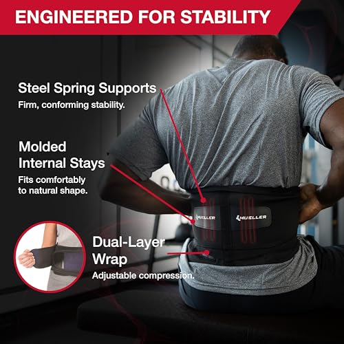 MUELLER Sports Medicine Lumbar Back Brace with Removable Pad, Ideal for Upper and Lower Back Pain, Relief & Support for Men and Women, Strains, Sciatica, Scoliosis - size: Plus Size
