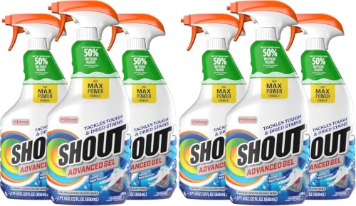 Shout Advanced Laundry Stain Remover Gel for Clothes Laundry, Breaks Down Stubborn, Dried-in, and Tough Stains, 22oz Spray, Pack of 6 (Packaging May Vary) - size: 22 Fl Oz (Pack of 6)