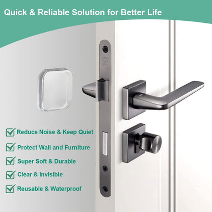 Door Stopper Wall Protector - Wall Shield Bumper Guard from Door Knobs,Sturdy Self Adhesive,Soft and Transparent,Washable Reusable Shock Absorbent Gel for Home Office (Thicken Square, 12pcs) - size: 12 pieces, style: Thicken Square