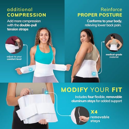 BraceAbility Low Back Compression Brace - Wraparound Lumbar Support Belt for Herniated or Bulging Discs, Pinched Nerve Pain Relief, Degenerative Disc Disease and Hip Strains for Men and Women (L) - size: L