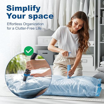 HOUSE DAY 10 Small Vacuum Storage Bags with Pump,Space Saving Vacuum Seal Bags For Clothing Travel, Vacuum Storage Bags For Clothes, Blankets, Moving, Camping, Toys, Reusable & Durable, Hand Pump - size: 10 Small