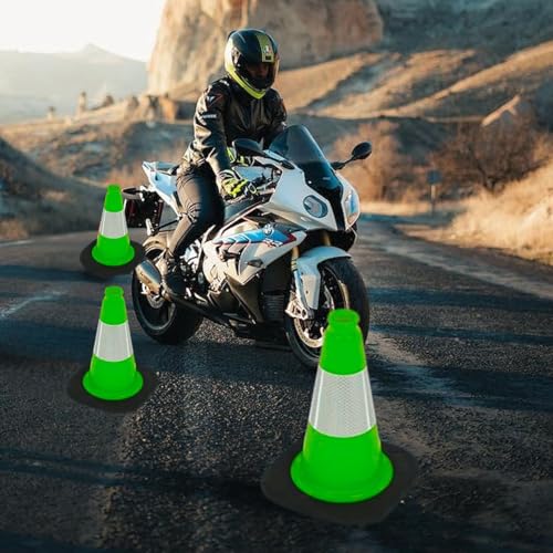 BESEA 6 Pack 12 Inch Green Traffic Cones with Wide Stable Base - size: 12 inch
