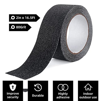 Reniteco 2" x16.5Ft Anti Slip Tape Black Heavy Duty Grip 1PC - color: 10-Black, size: 2in x 16.5Ft