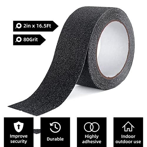 Reniteco 2" x16.5Ft Anti Slip Tape Black Heavy Duty Grip 1PC - color: 10-Black, size: 2in x 16.5Ft