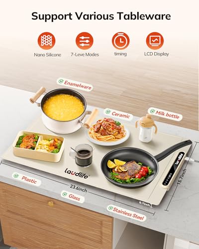 Food Warming Mat 24x16, Foldable Food Warmer for Parties - color: Beige, size: 24x16 inch