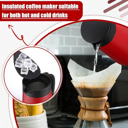 Ziliny 2 Pcs 27oz Thermal Coffee Carafe Stainless Steel Coffee Pot for Keeping Hot/cold Insulated Double Walled Vacuum Tea Pot with Press Button Drink Beverage Dispenser for Milk Tea(Red) - color: Red