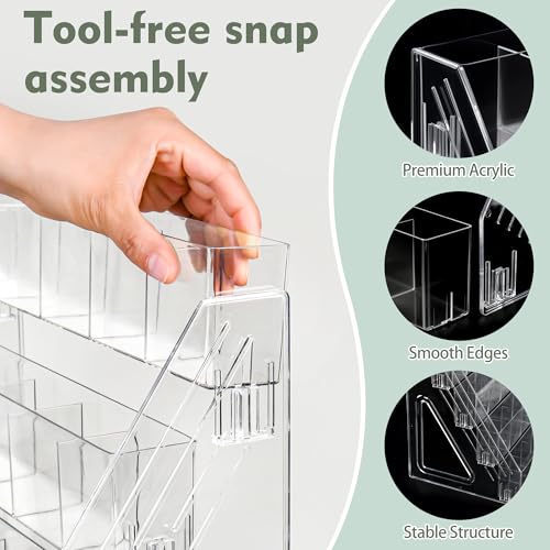 2 Pack 5-Tier Acrylic Sticker Display Stand with 25 Divided Pockets - size: 2 Pack 5 Tier 25 Pockets
