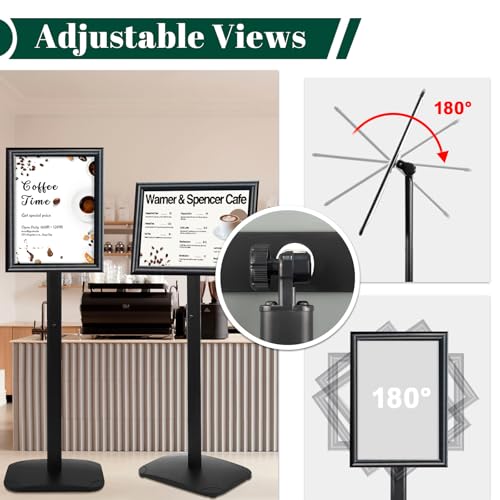Heavy Duty Pedestal Sign Holder, 11 x 17" Floor Standing Sign Holder - color: Black, size: 11x17in