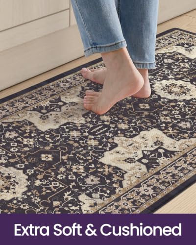 DEXI Kitchen Floor Mats Cushioned Anti Fatigue Runner Rug 23x86 Black - color: Black, size: 87"L x 24"W x 0.4"Th